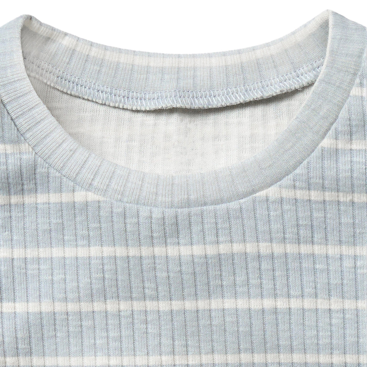 Infant & Toddler Girls Light Blue Stripe Ruffle Sleeveless Top, view 2