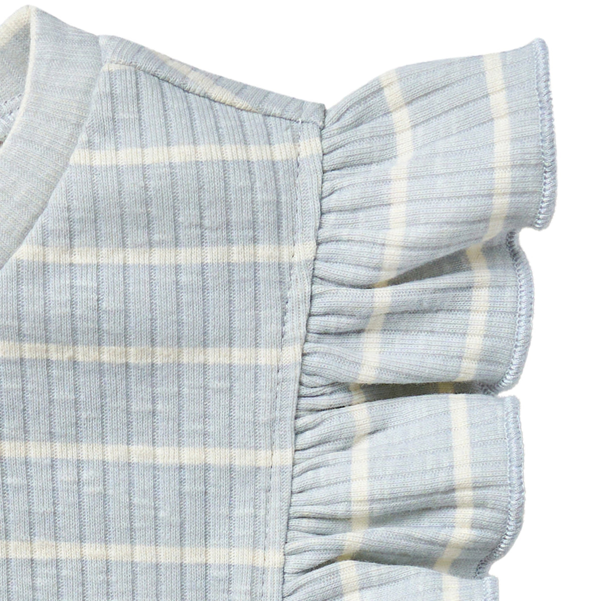 Infant & Toddler Girls Light Blue Stripe Ruffle Sleeveless Top, view 3