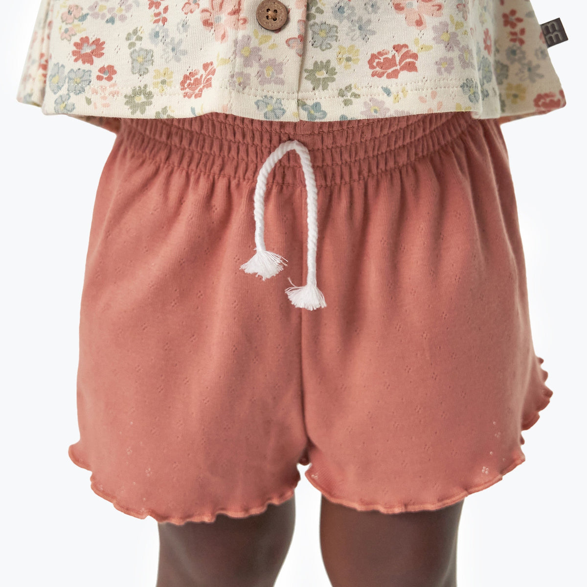Infant & Toddler Girls Medium Rose Smocked Wide Leg Shorts, view 2