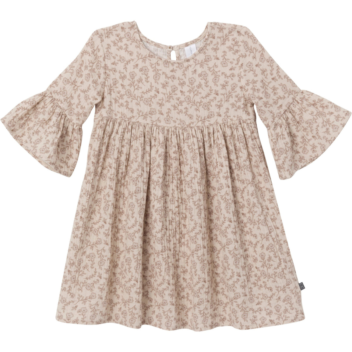 Infant & Toddler Girls Tan Floral Gauze Dress-Gerber Childrenswear Wholesale