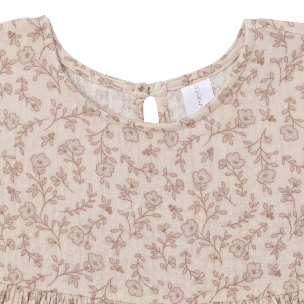 Infant & Toddler Girls Tan Floral Gauze Dress-Gerber Childrenswear Wholesale