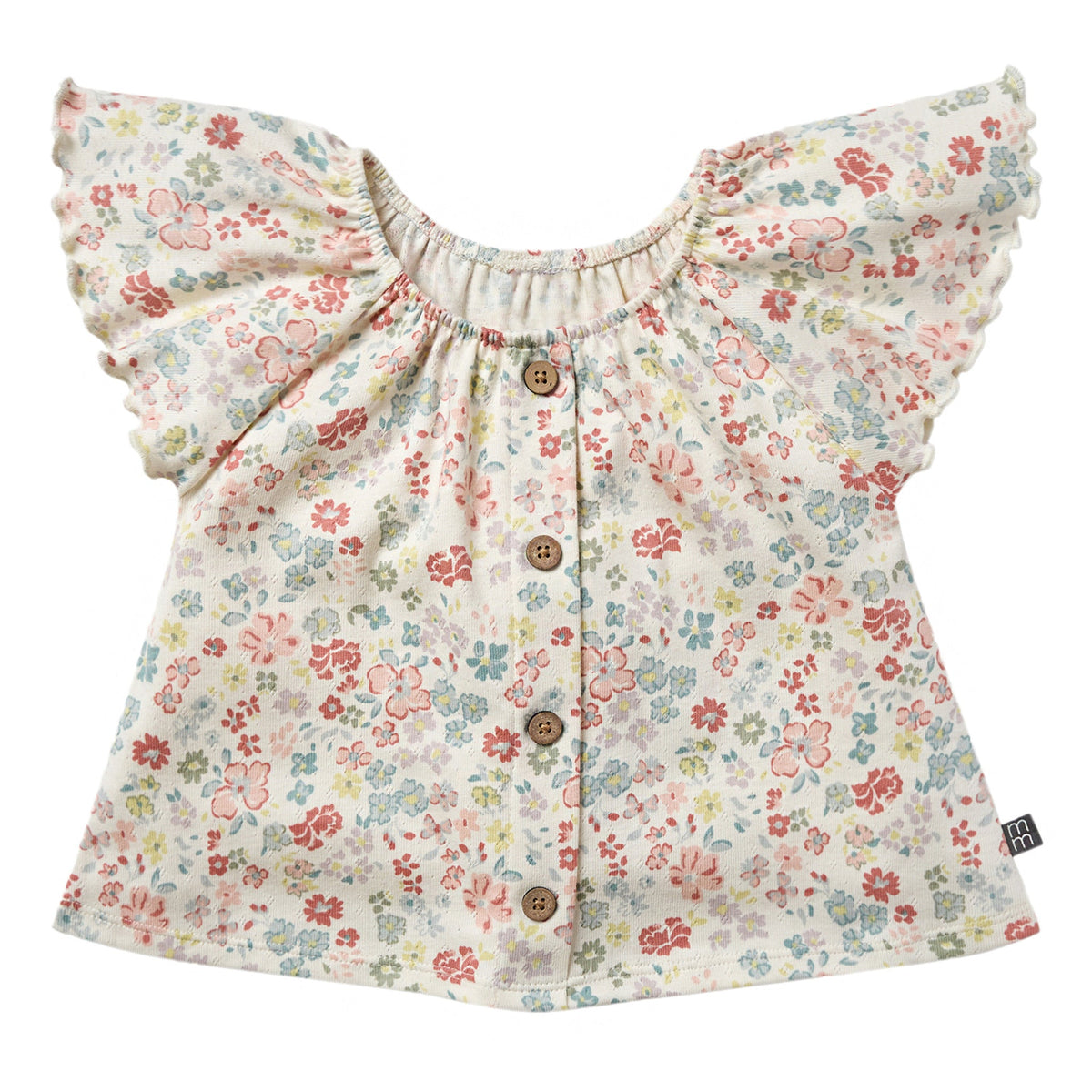 Toddler Girls Ivory Garden Ruffle Sleeve Top