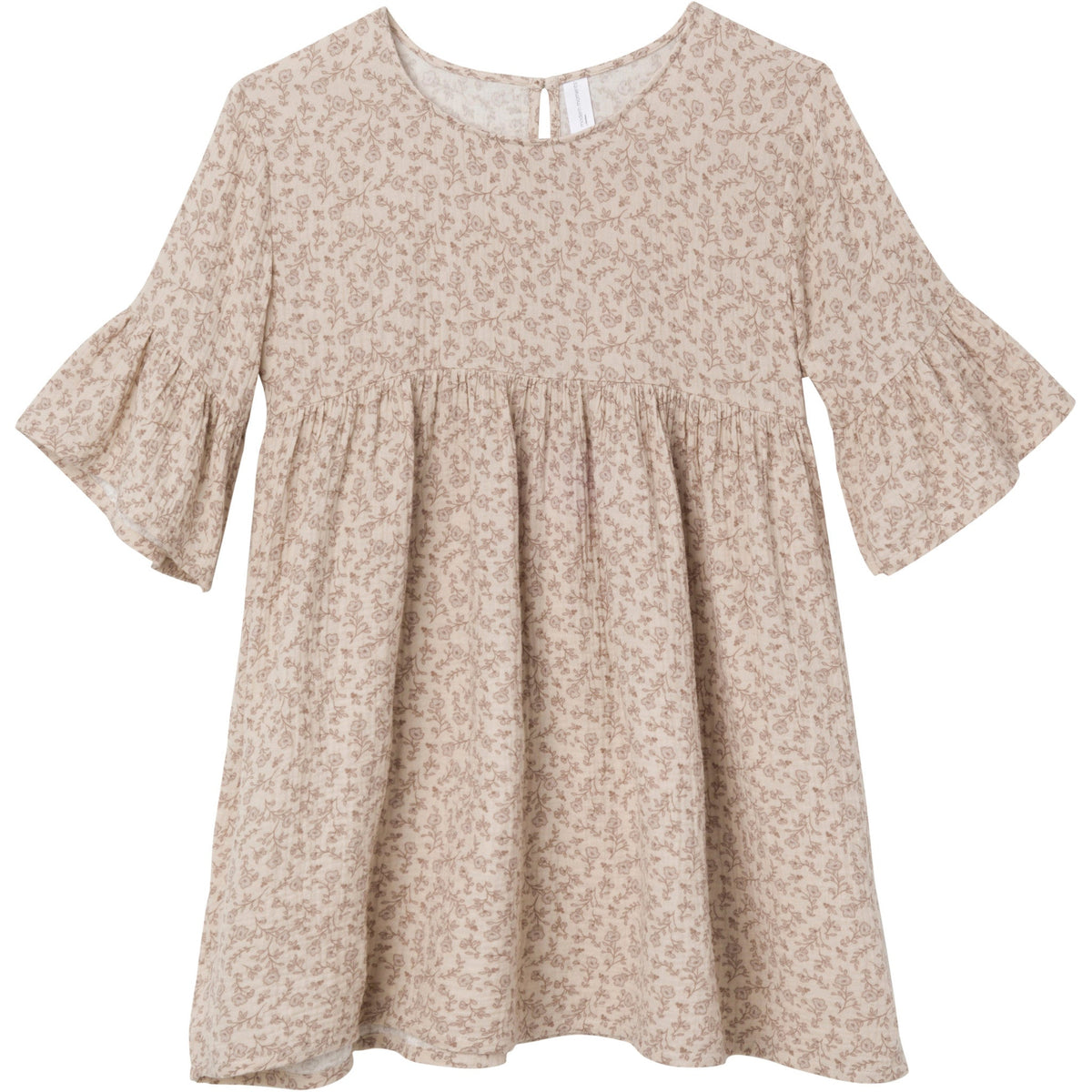 Women Tan Floral Gauze Dress-Gerber Childrenswear Wholesale