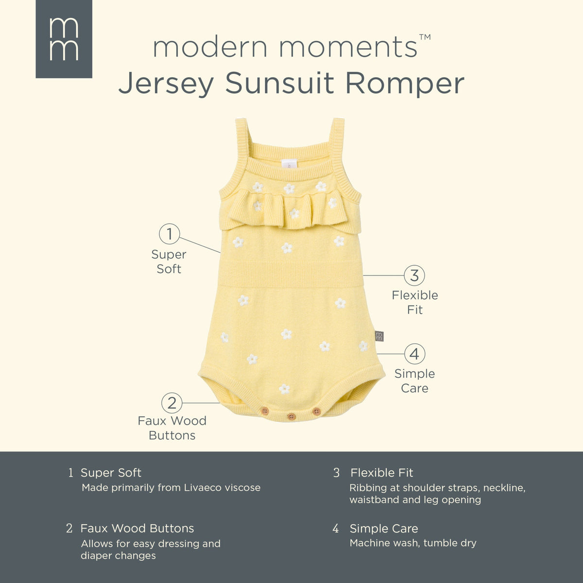Baby Girls Yellow Jersey Sunsuit-Gerber Childrenswear Wholesale