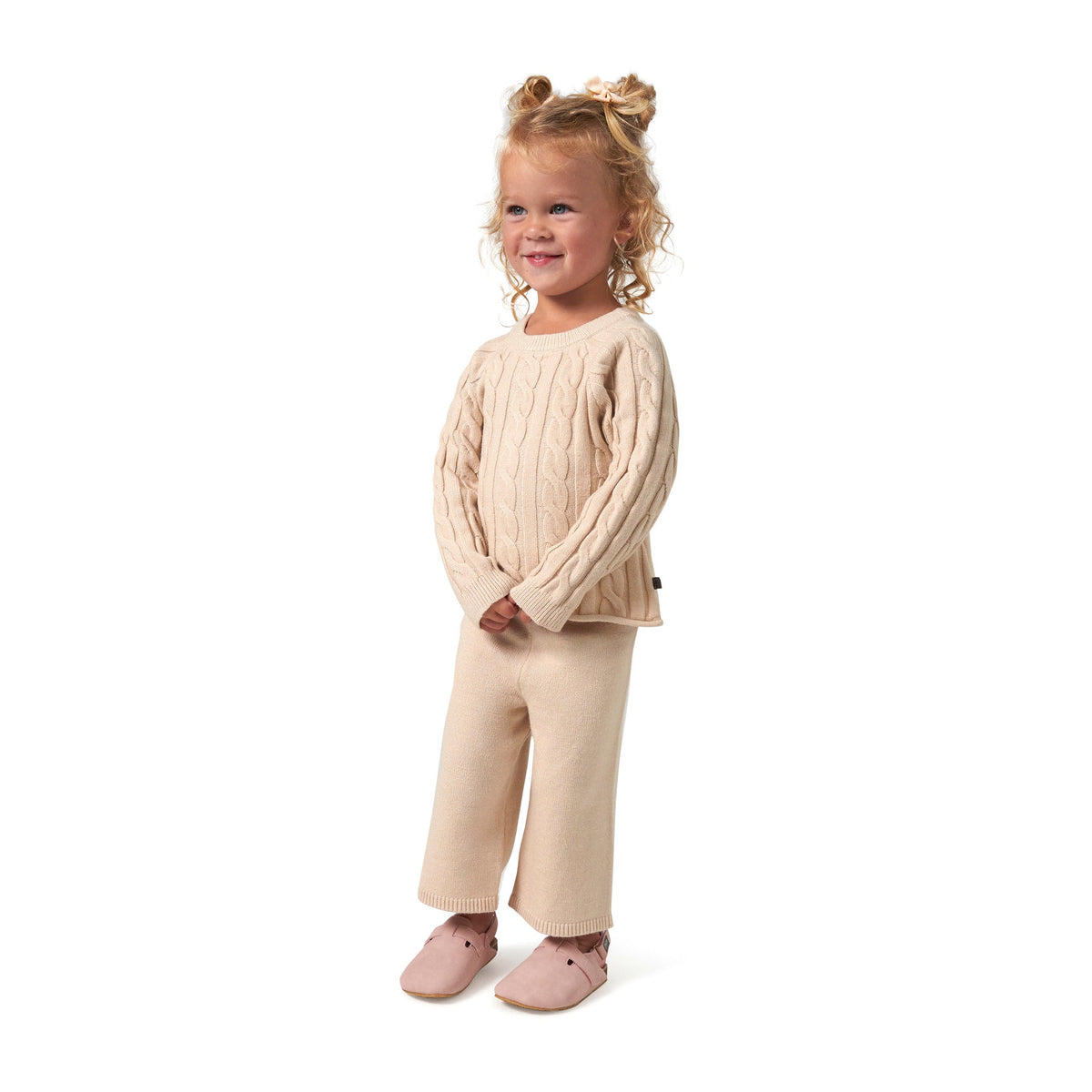 CASE of 2-Piece Toddler Girls Oatmeal Sweater Set, lifestyle photo 1