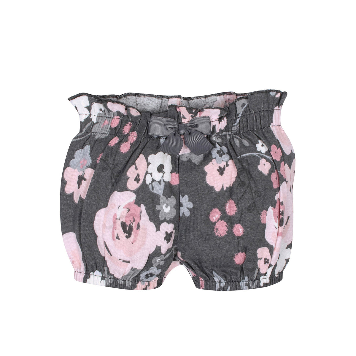 4-Pack Baby Girls Gray Floral Bloomer Shorts, additional view 2