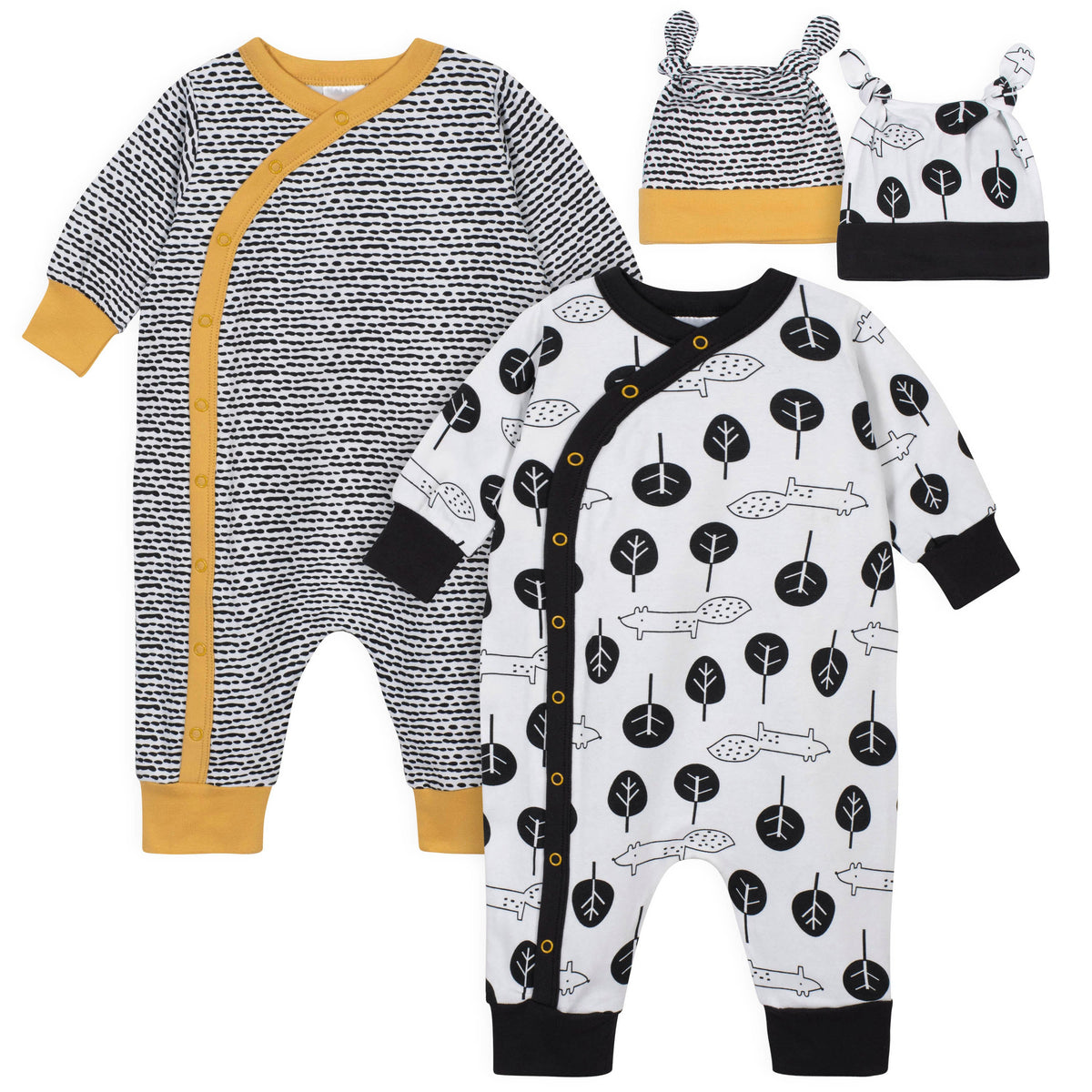 4-Piece Baby Boys Nature Coverall and Cap Set