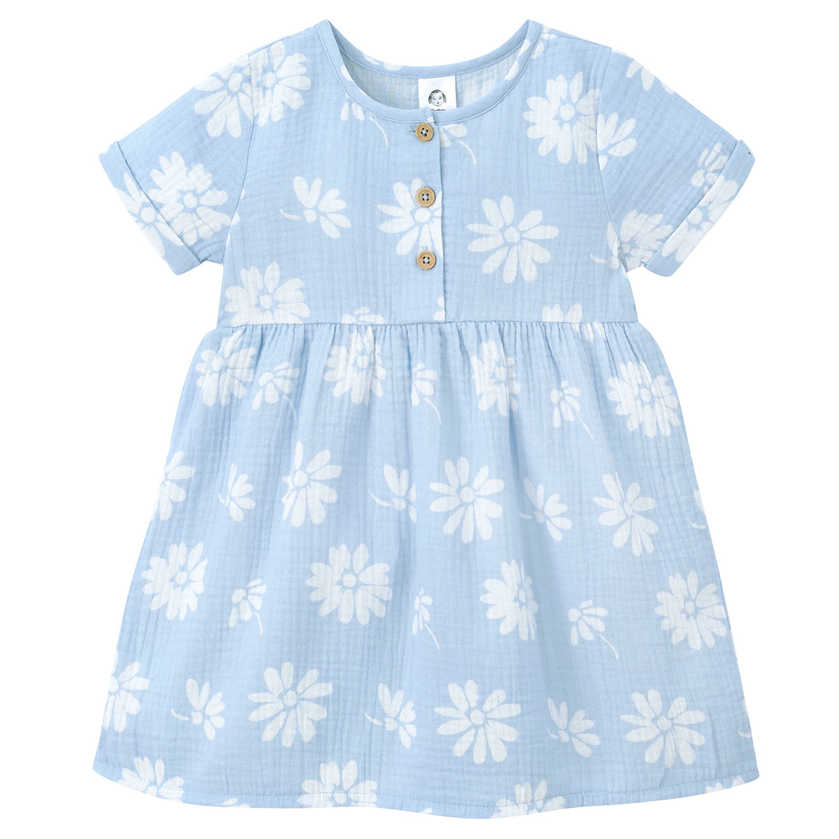 Infant & Toddler Girls Blue Floral Gauze Dress