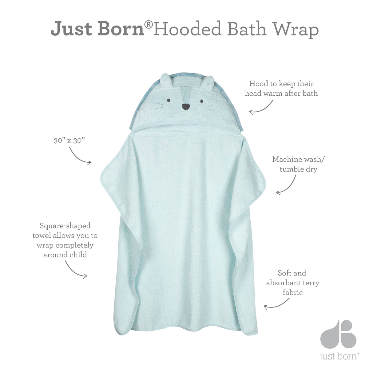 Just Born Baby Boys Desert Cactus Lion Bath Wrap, view 4