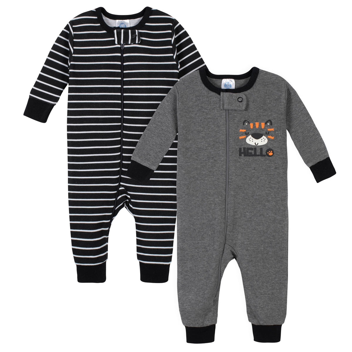2-Pack Baby Boys Tiger Thermal Footless Unionsuits
