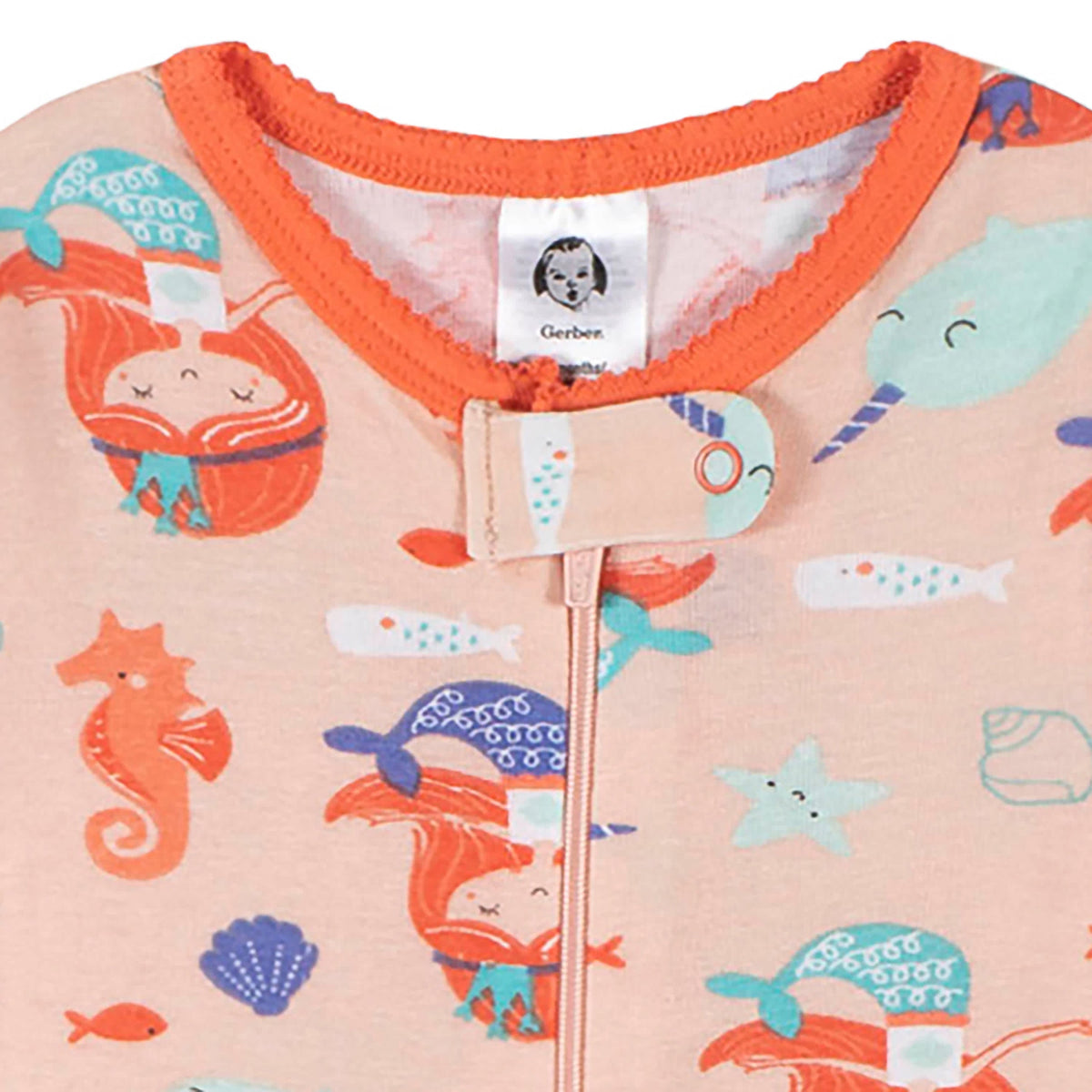 2-Pack Baby & Toddler Girls Mermaid Snug Fit Footed Cotton Pajamas, view 5