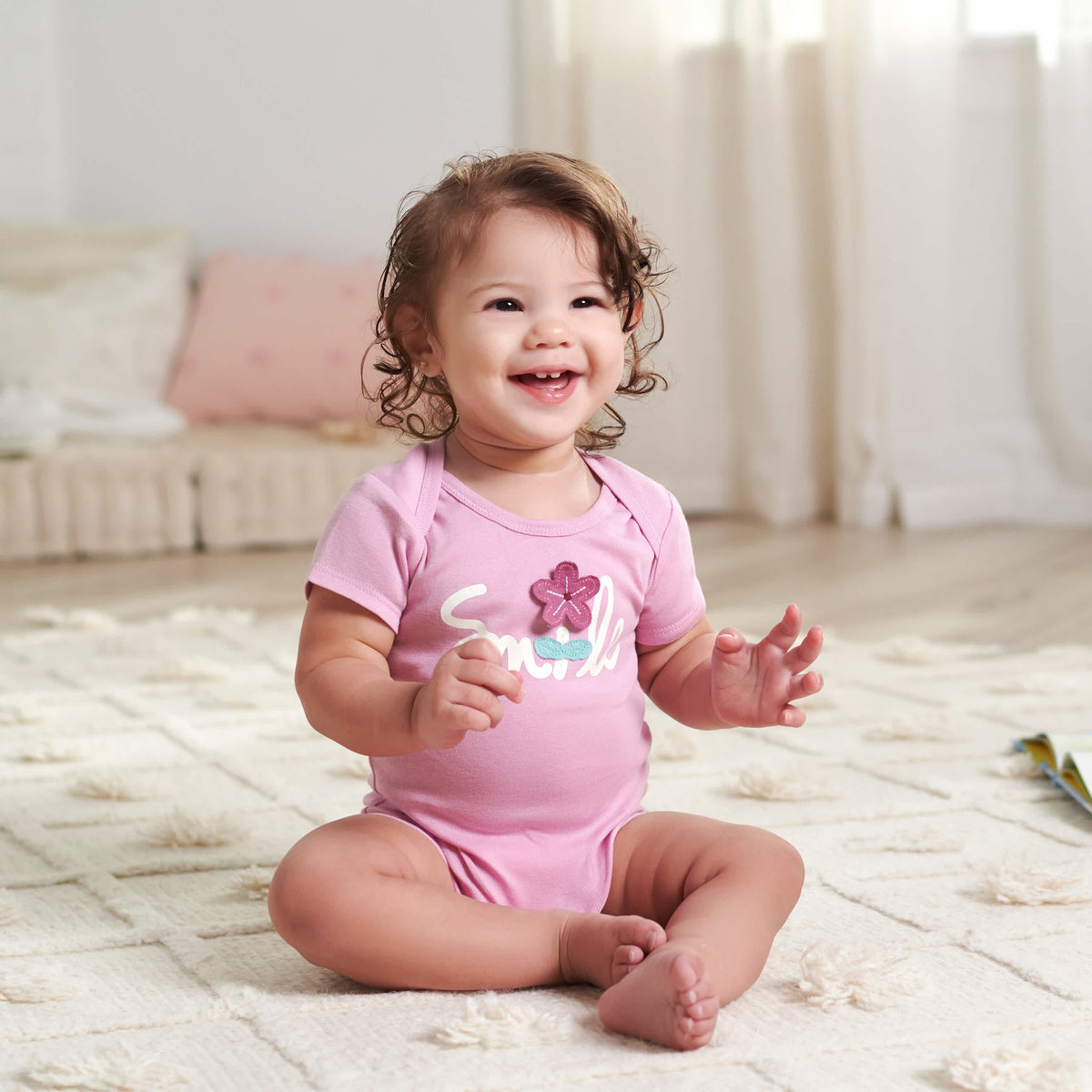 5-Pack Baby Girls Lavender Garden Onesies Bodysuits, view 2