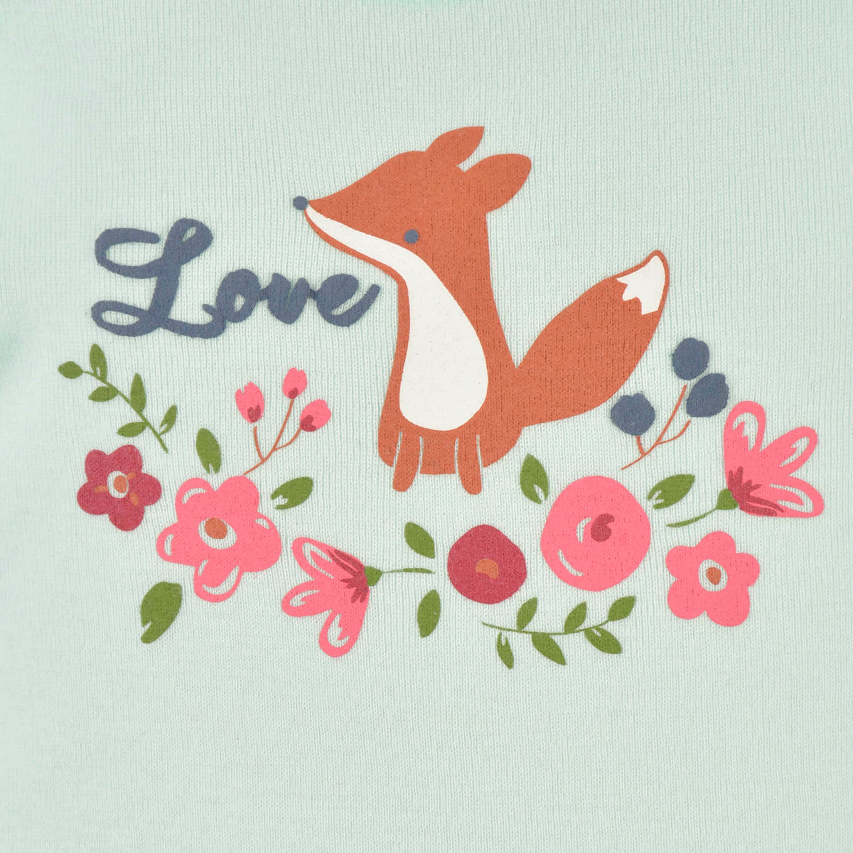 3-Pack Baby Girls Floral Fox Long Sleeve Onesies Bodysuits, view 5