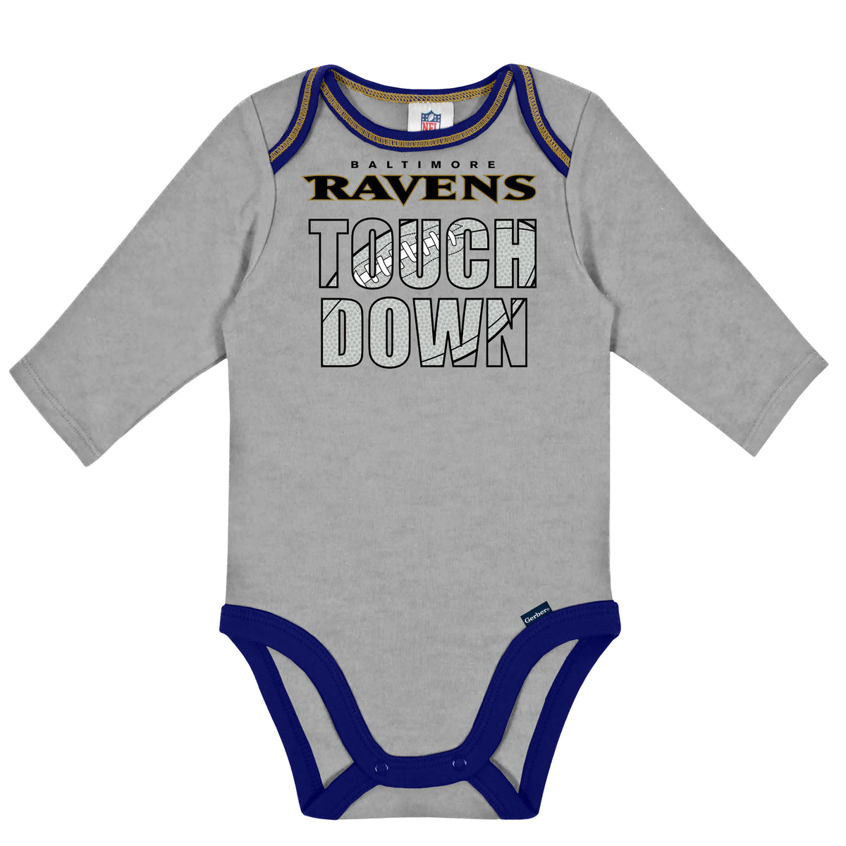 2-Pack Baby Boys Ravens Long Sleeve Bodysuits, view 3