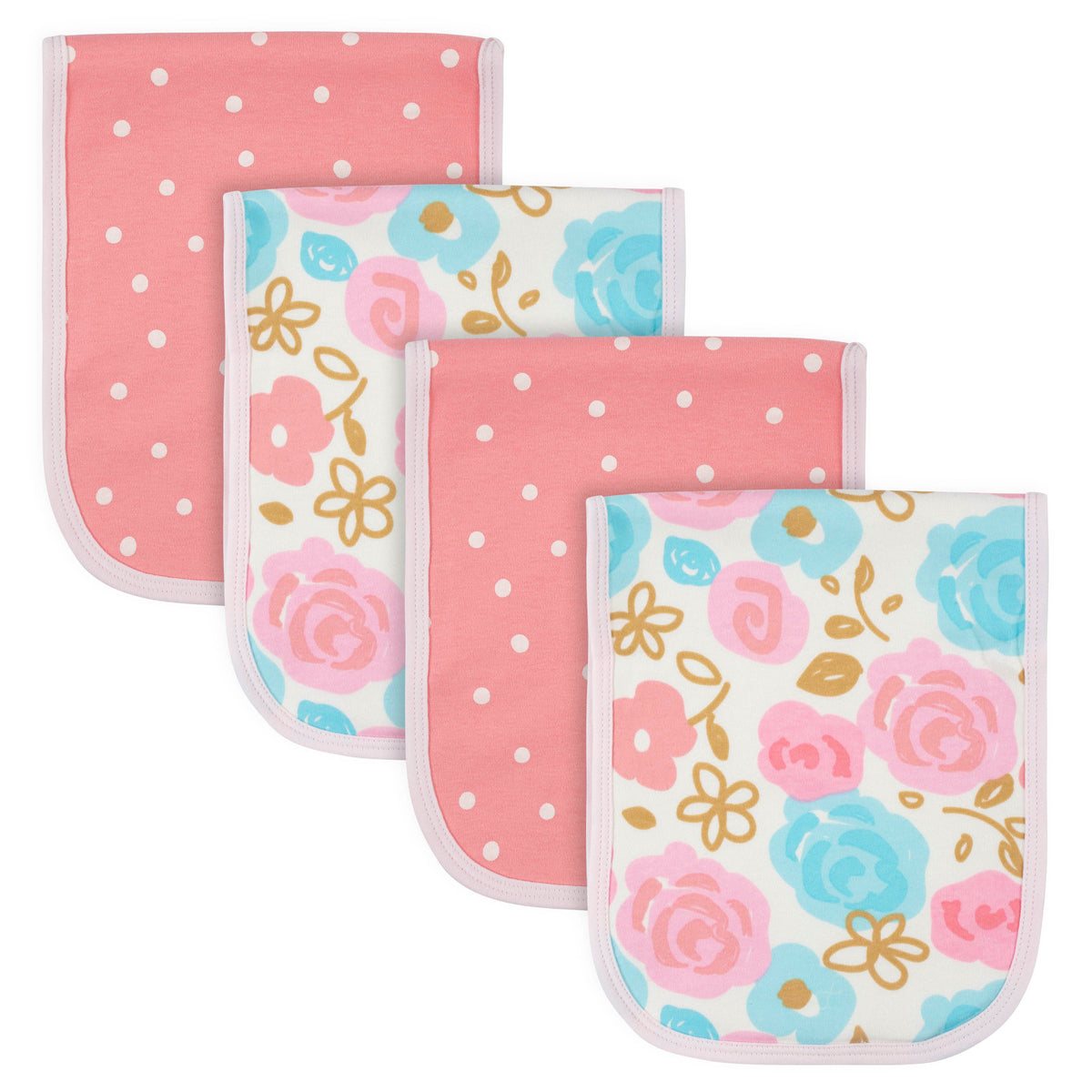 4-Pack Baby Girls Princess Terry Burp Cloths