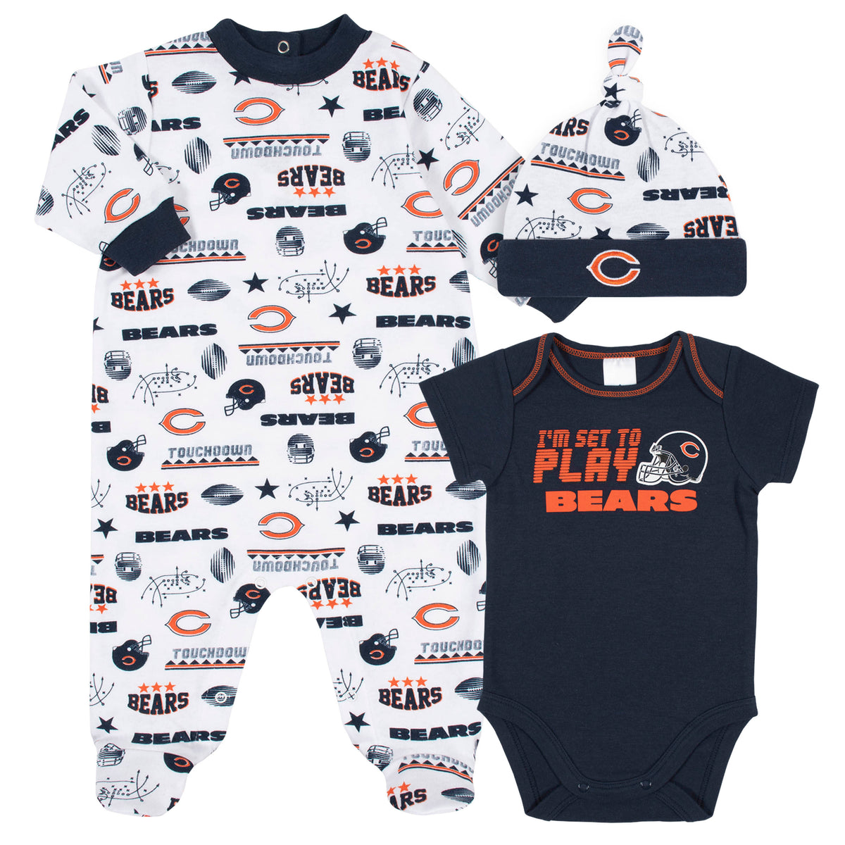 3-Piece Baby Boys Bears Bodysuit, Sleep 'N Play, and Cap Set