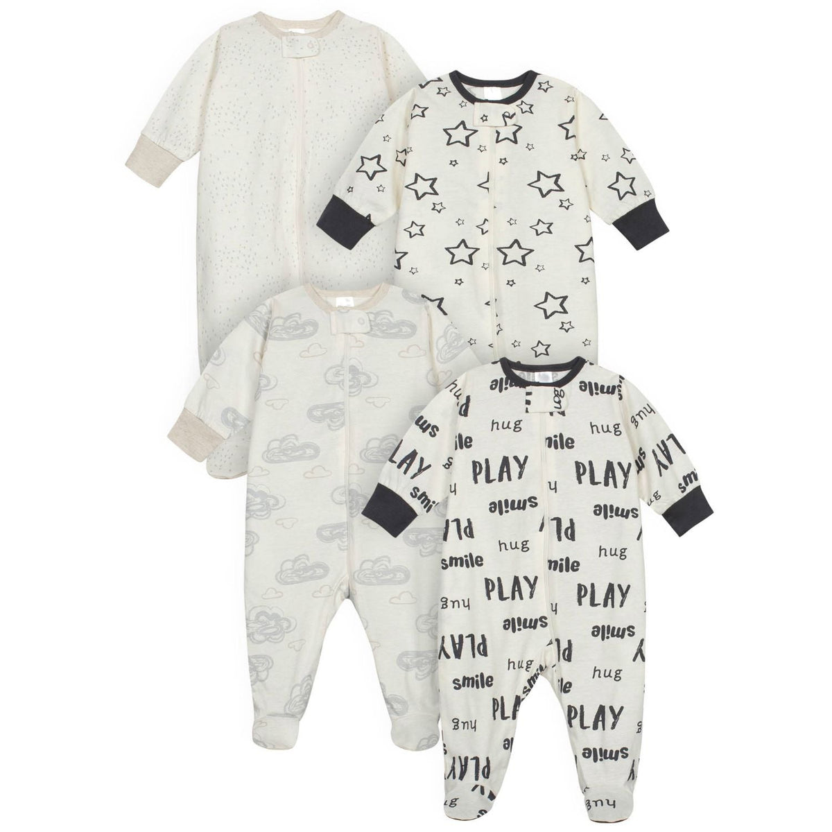 4-Pack Baby Neutral Words Sleep N' Play
