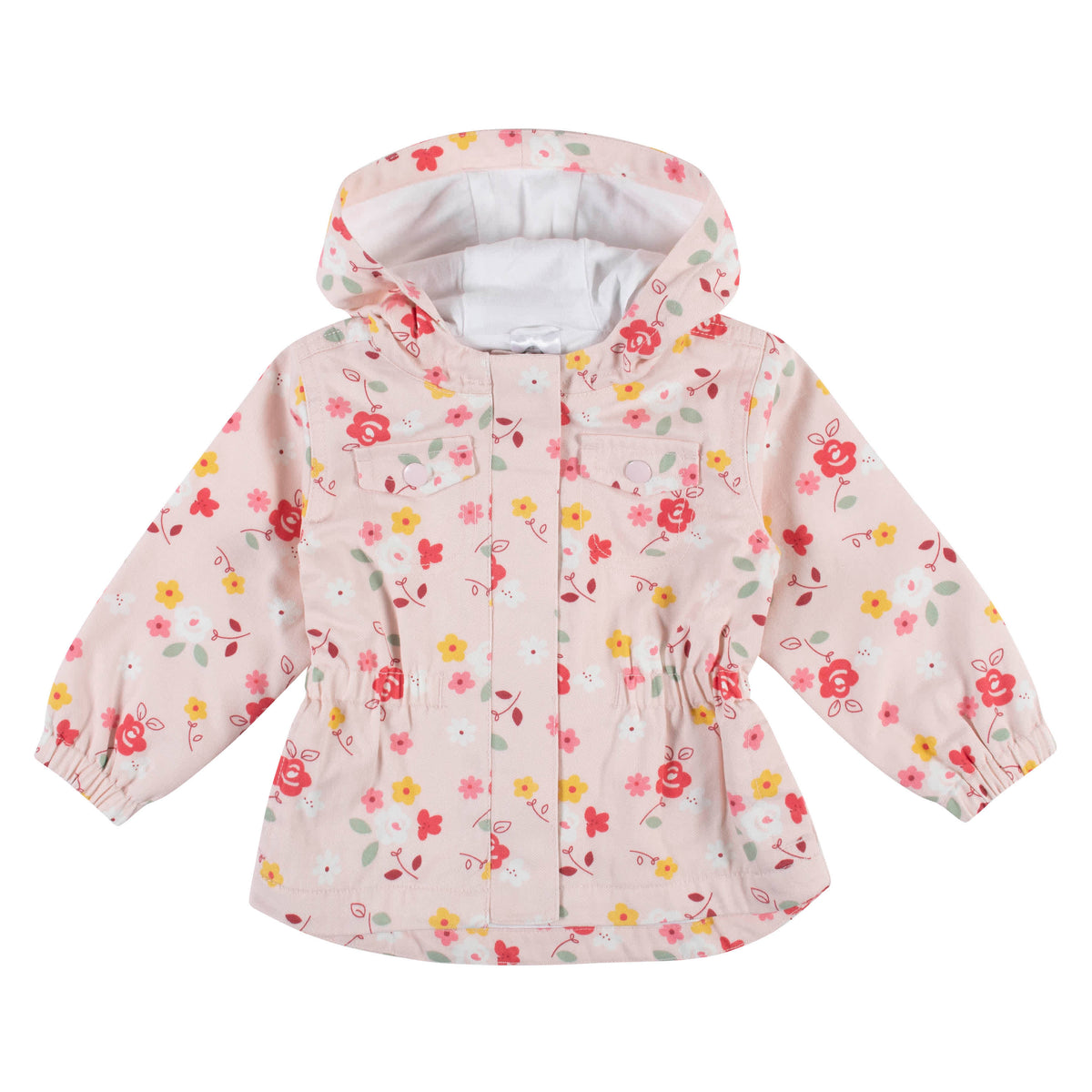 Infant & Toddler Girls Floral Hooded Cotton Twill Utility Jacket