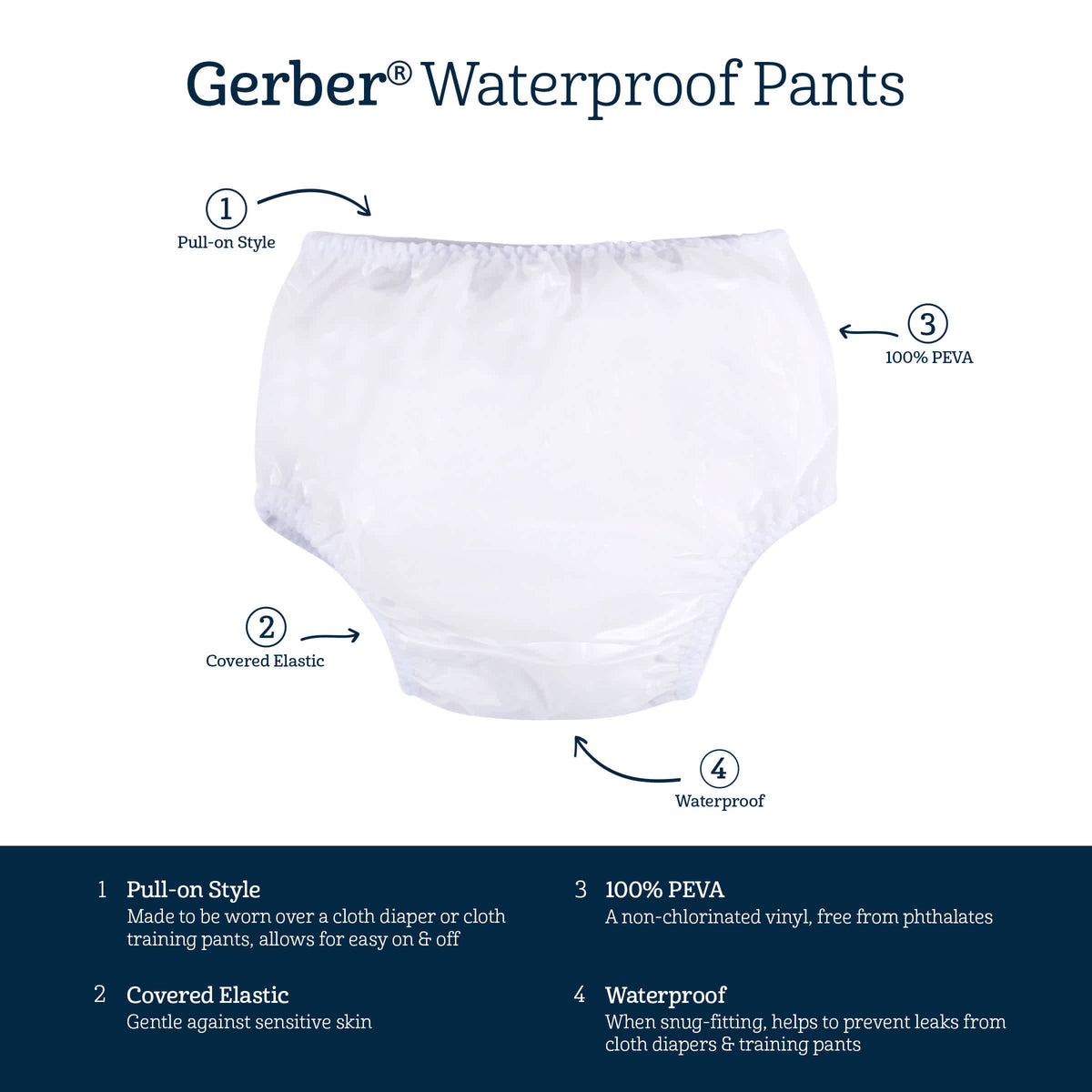 2-Pack Baby Neutral White Waterproof Pants, view 4