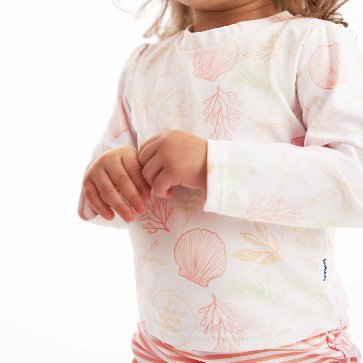 2-Piece Baby Girls Shells Rashguard Set, view 3
