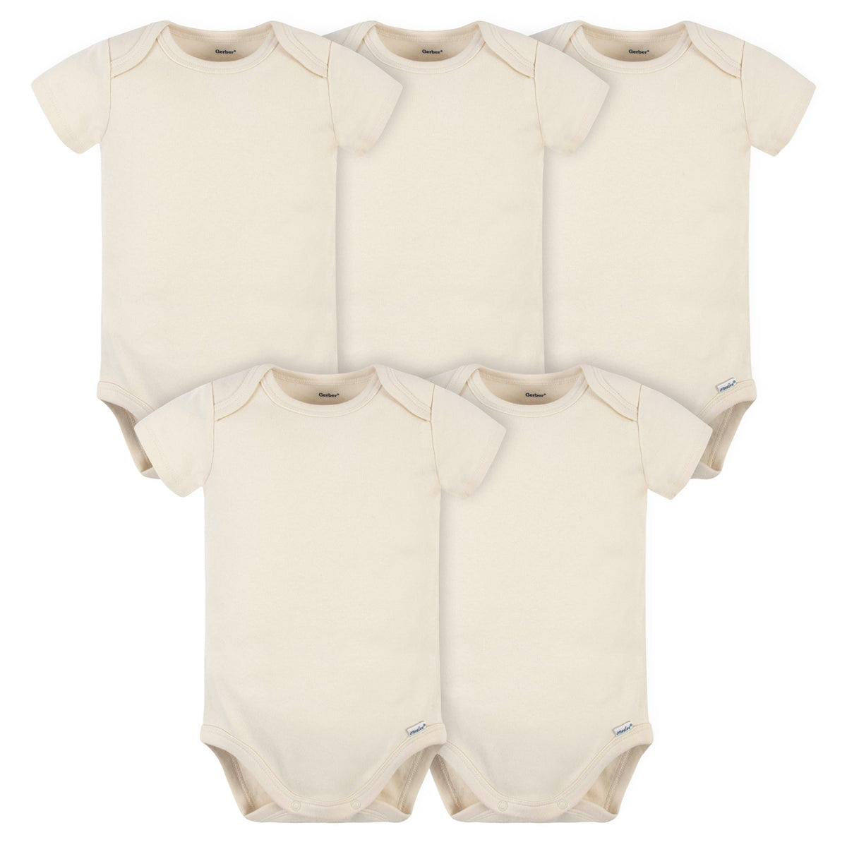 5-Pack Natural Premium Short Sleeve Onesies Bodysuits