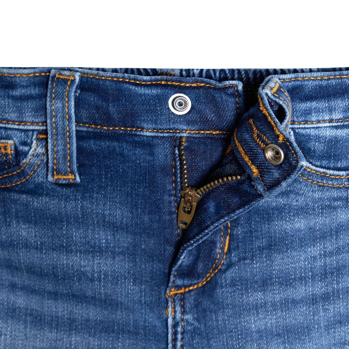 Baby Neutral Blue Straight Fit Jeans With Elastic Back, view 4