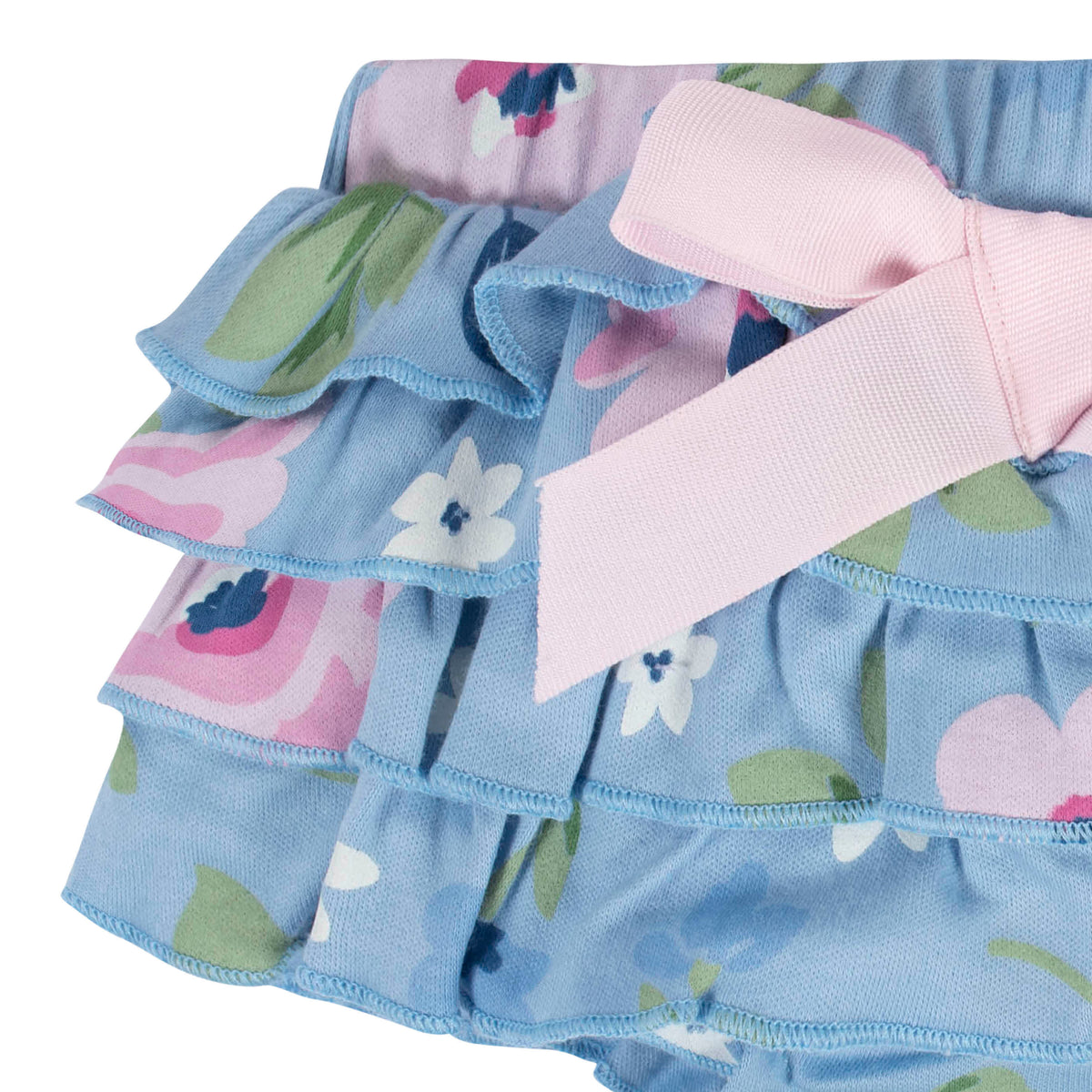 3-Piece Baby Girls Periwinkle Garden Onesies Bodysuit, Diaper Cover & Headband Set, view 6