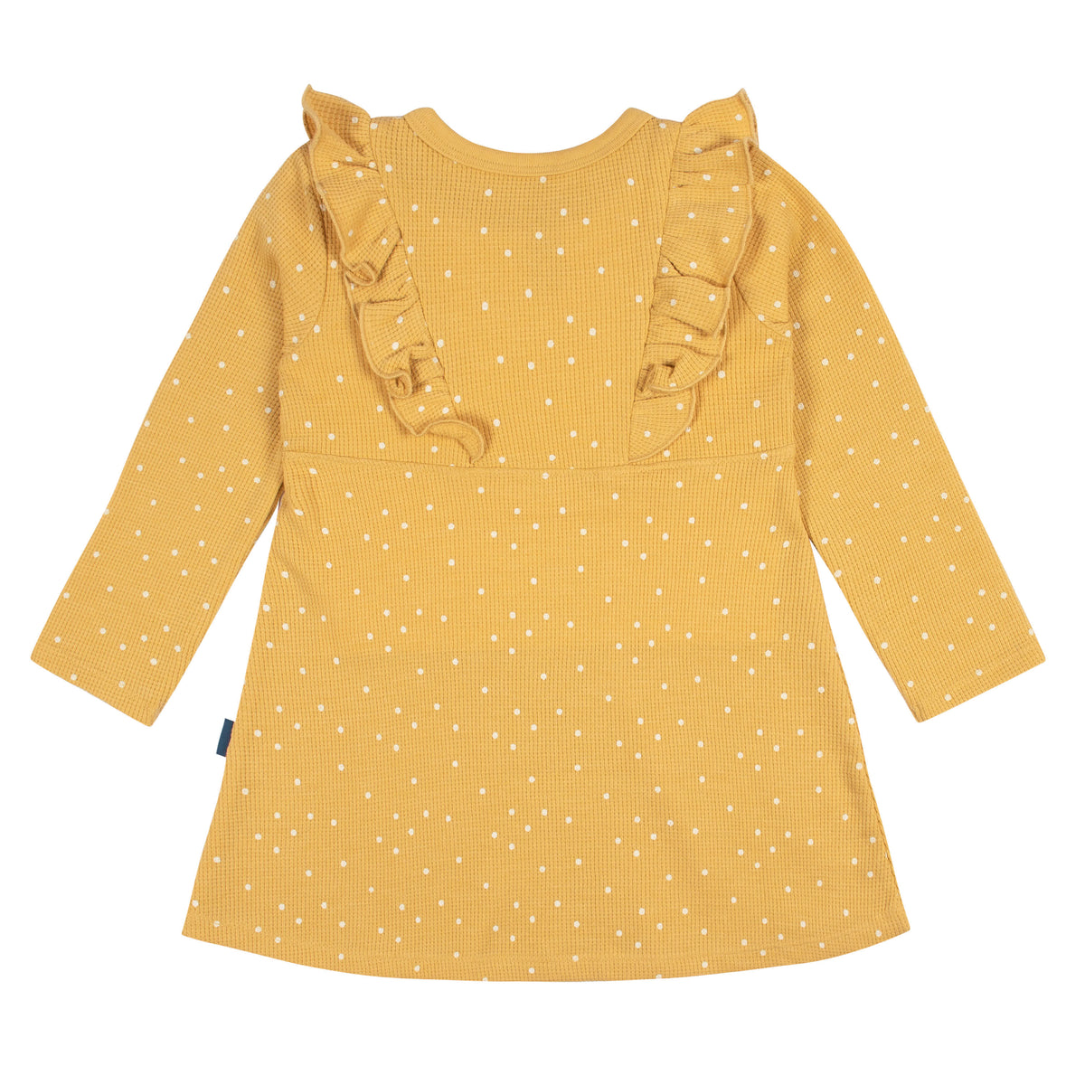 Infant and Toddler Girls Yellow Dots Dress With Ruffle, view 4