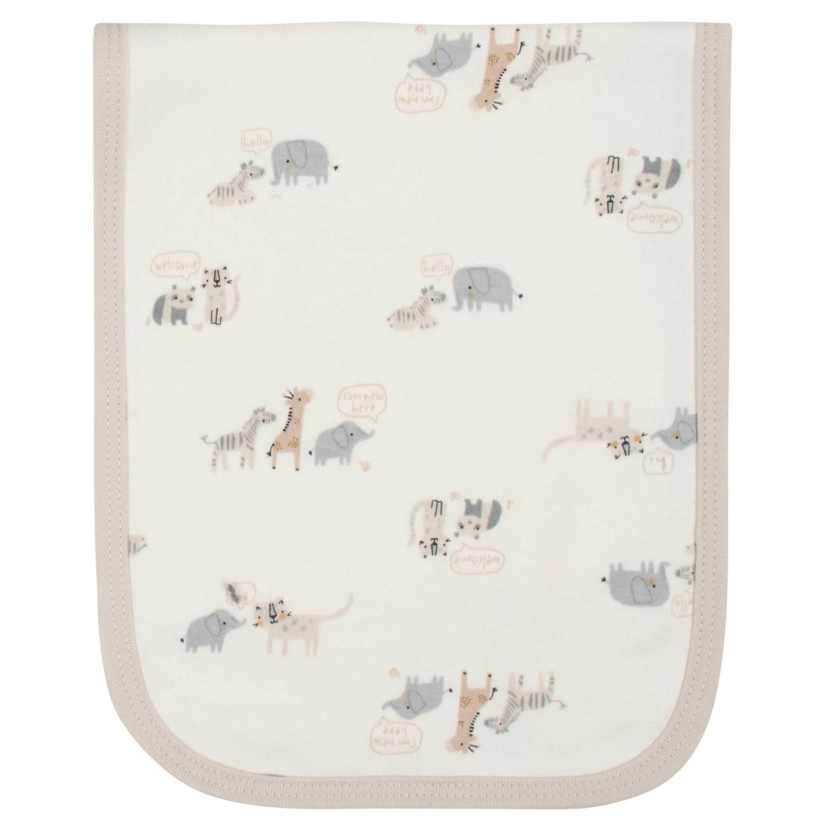 4-Pack Baby Neutral Safari Burp Cloths, view 2