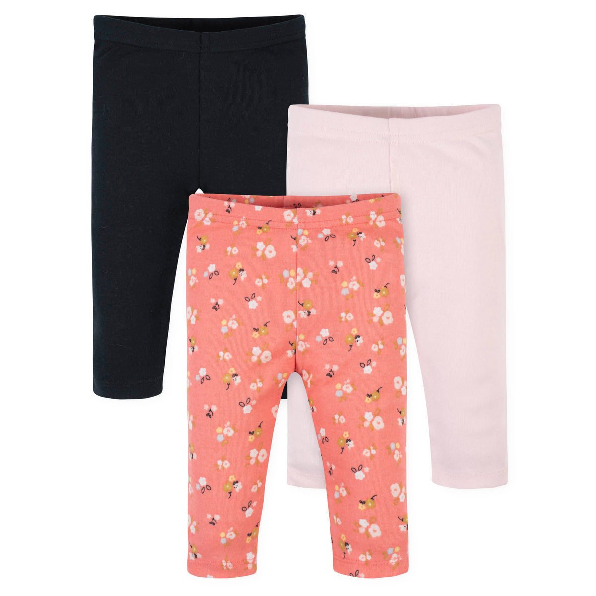 3-Pack Baby Girls Floral, Pink, & Black Pants