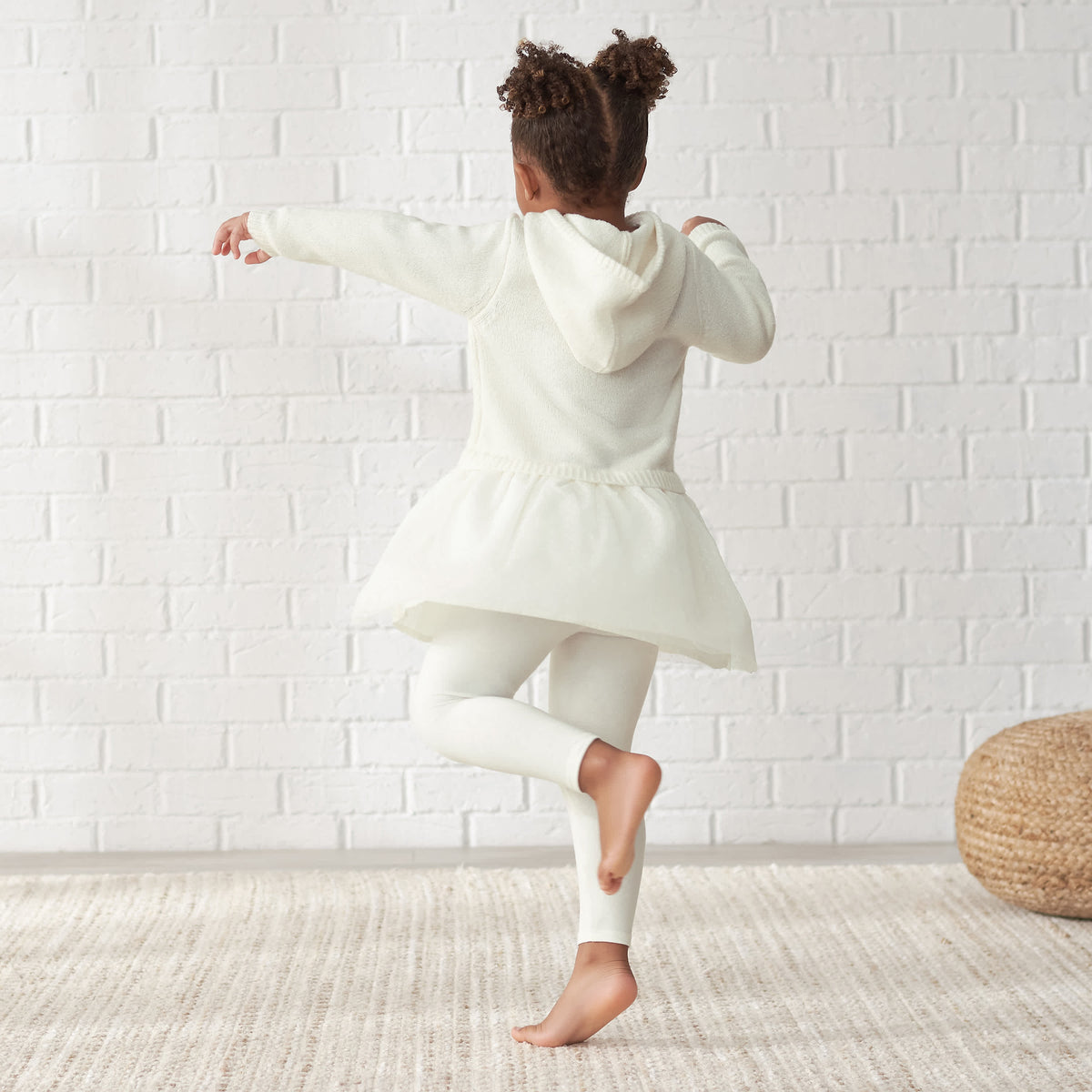 Infant & Toddler Girls White Sweater Dress With Tulle Skirt, view 3