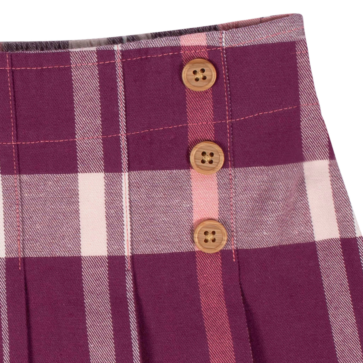 2-Piece Infant & Toddler Girls Burgundy Plaid Tee & Skirt Set, view 5