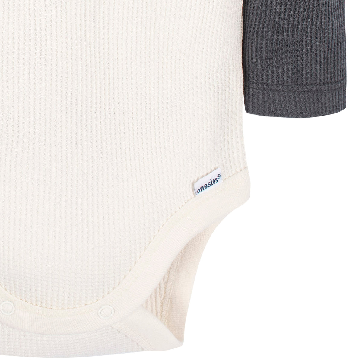 2-Pack Baby Boys Blue & Ivory Long Sleeve Henley Onesies Bodysuits, view 4