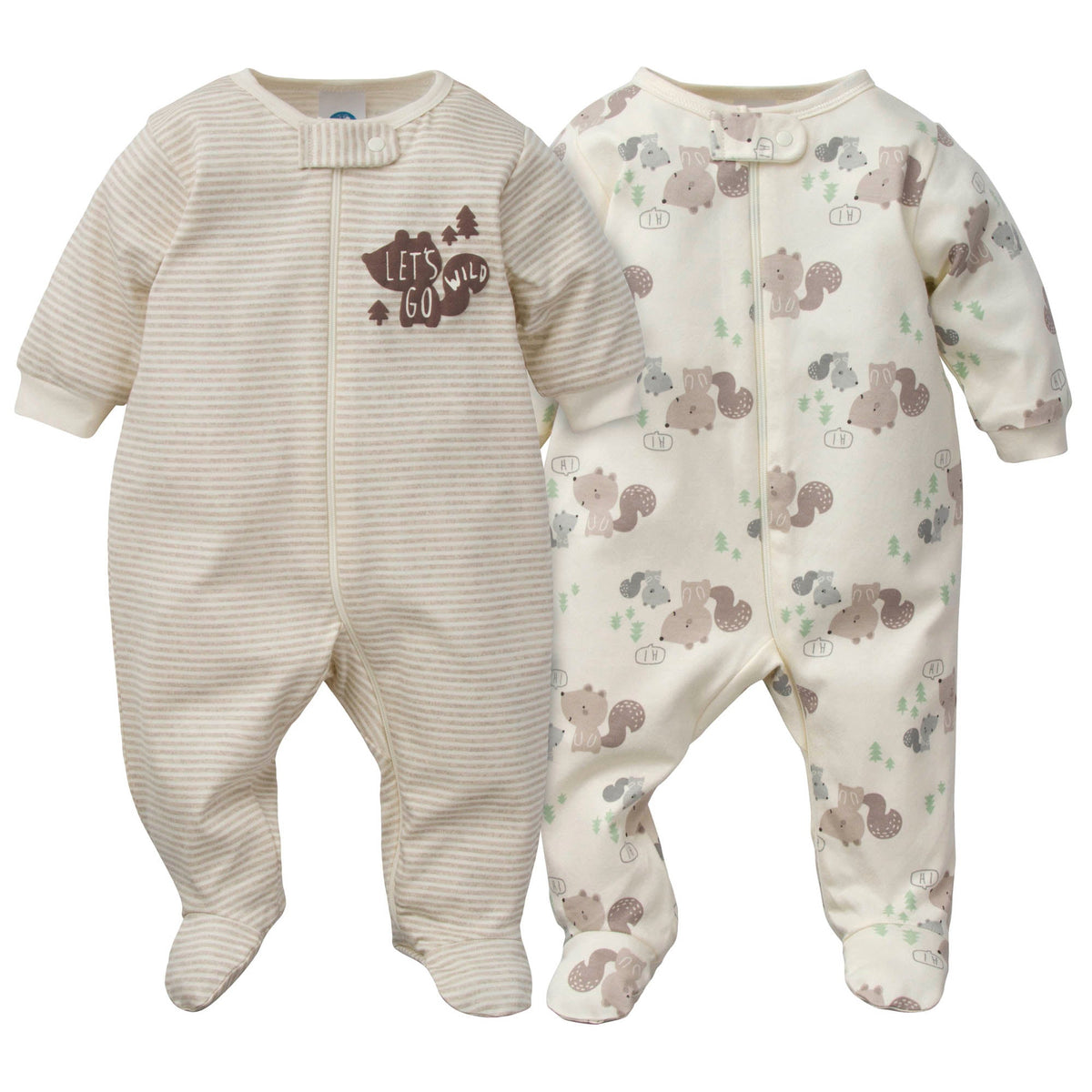 2-Pack Organic Baby Boys Squirrels Sleep 'n Plays