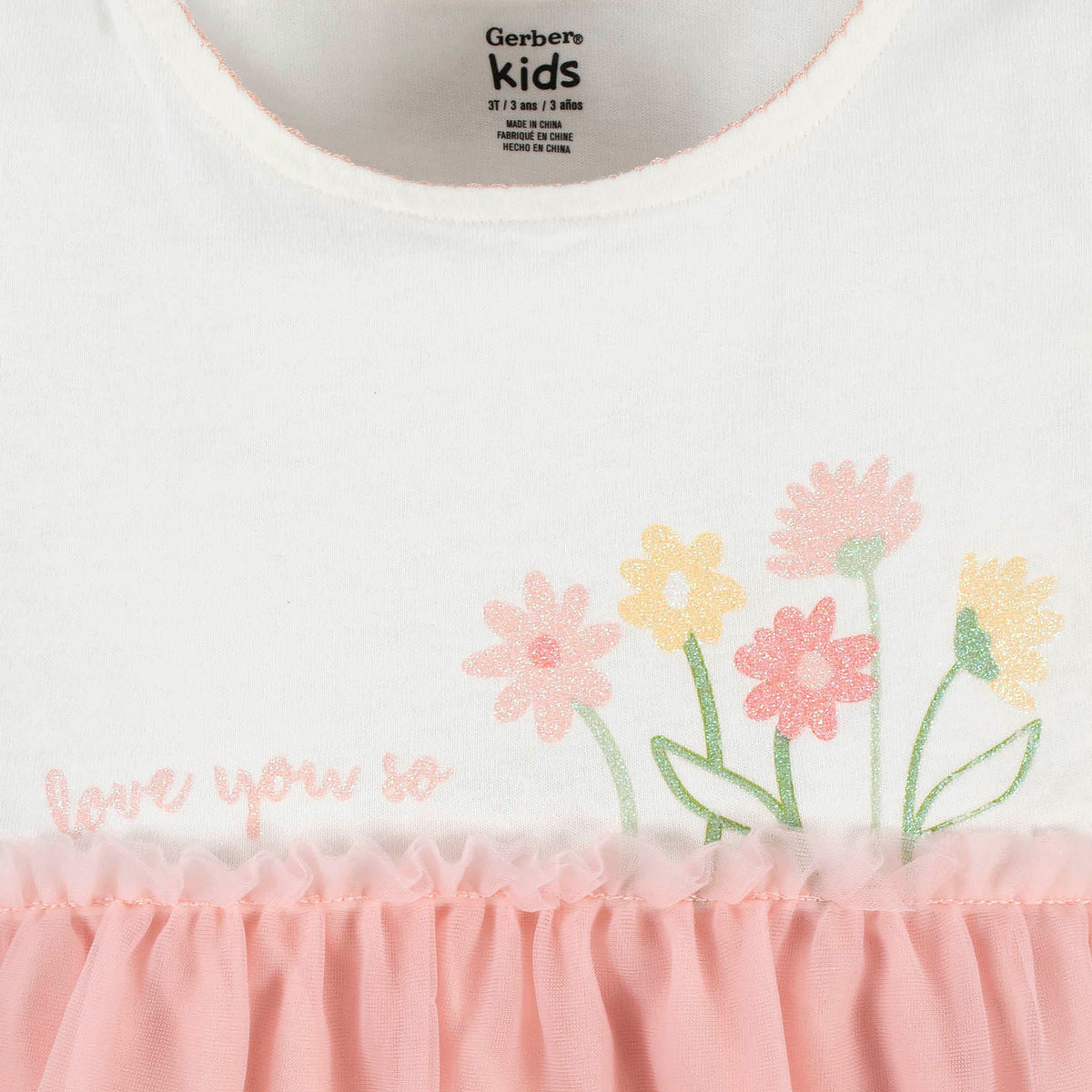 Baby & Toddler Girls Floral Long Sleeve Tulle Dress, view 2