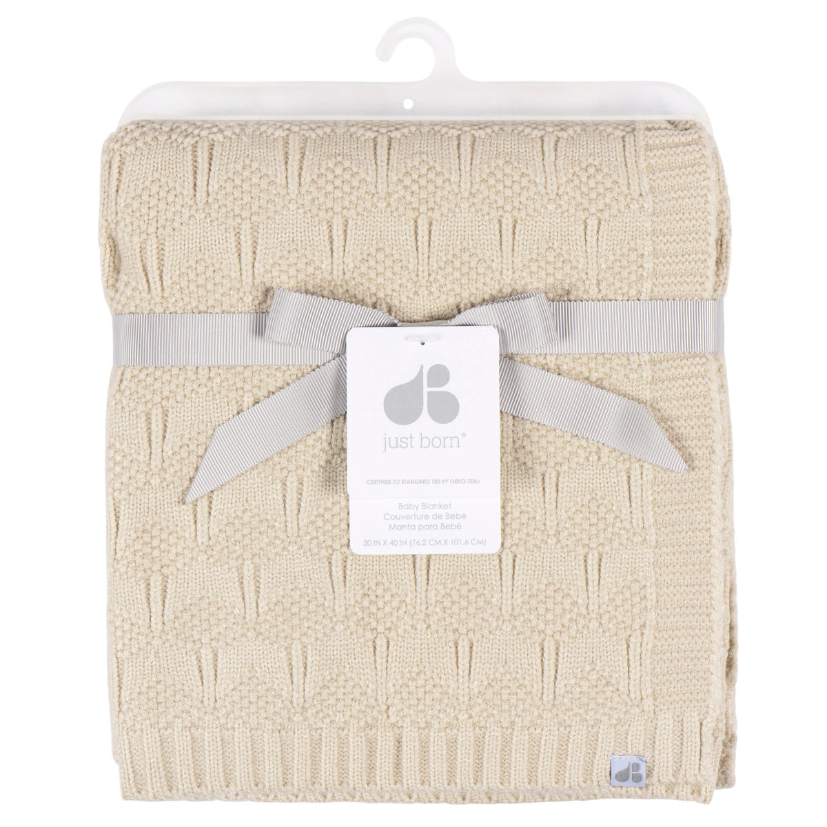 Baby Neutral Tan Sweater Knit Blanket, view 3