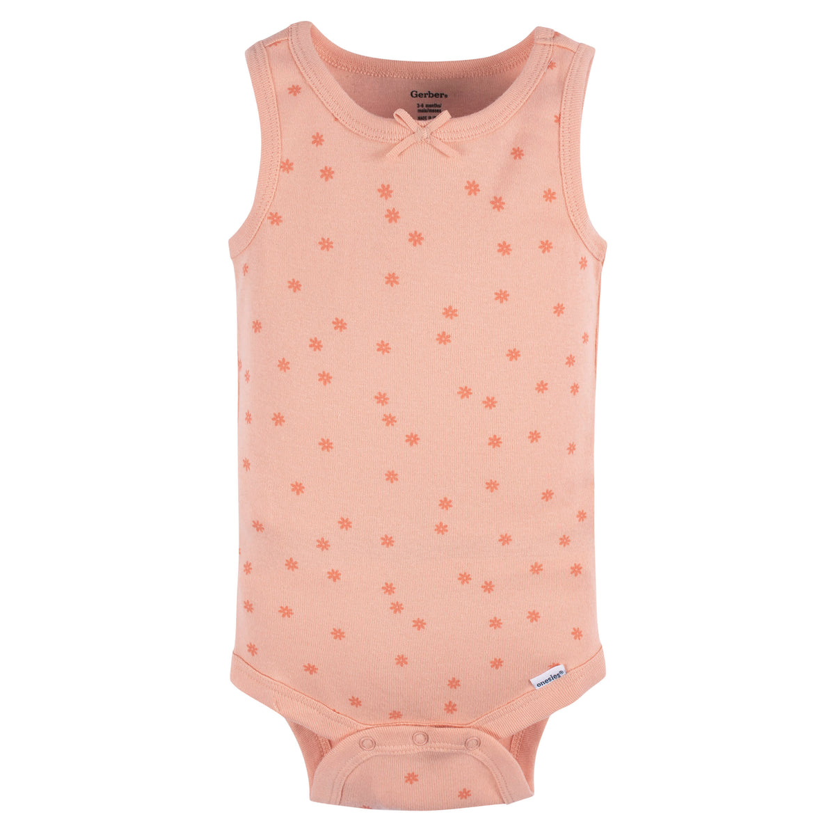 5-Pack Baby Girls Orange Flowers Sleeveless Onesies Bodysuits, view 6