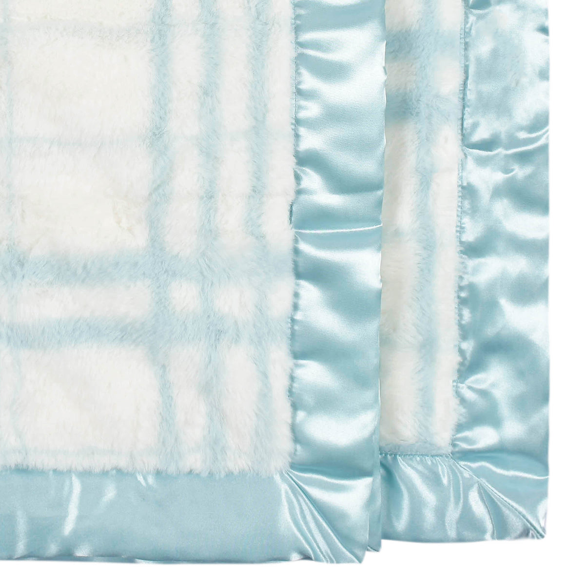 Just Born Baby Boys Blue Plaid Plush Blanket, view 4
