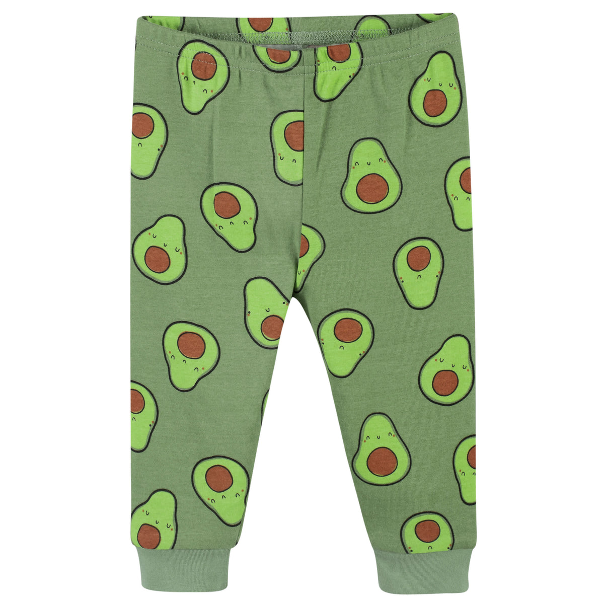 4-Piece Infant & Toddler Neutral Green Avocado Snug Fit Cotton Pajamas, view 7
