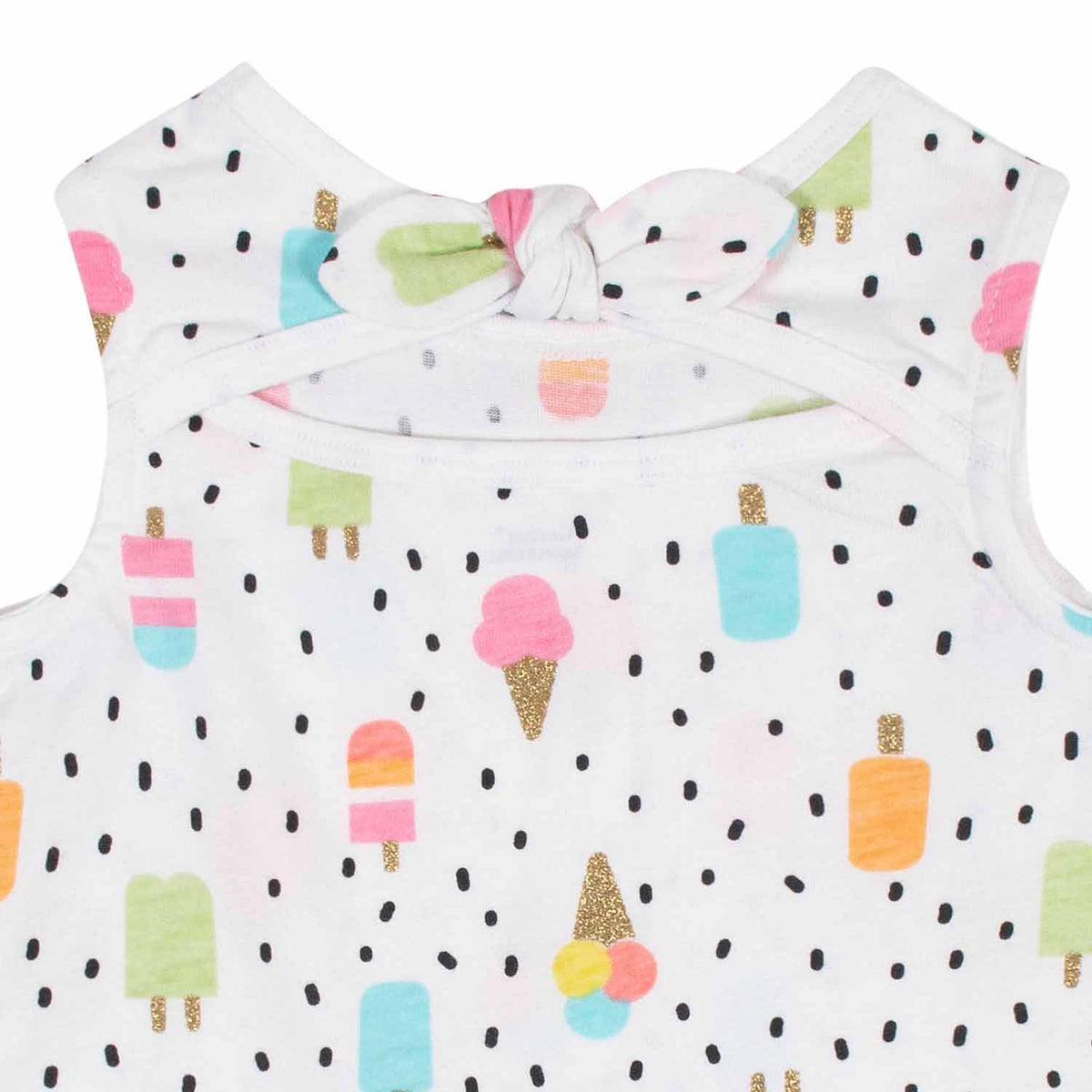 3-Piece Baby Girls Frozen Treats Dress, Diaper Cover, and Hat Set, view 3