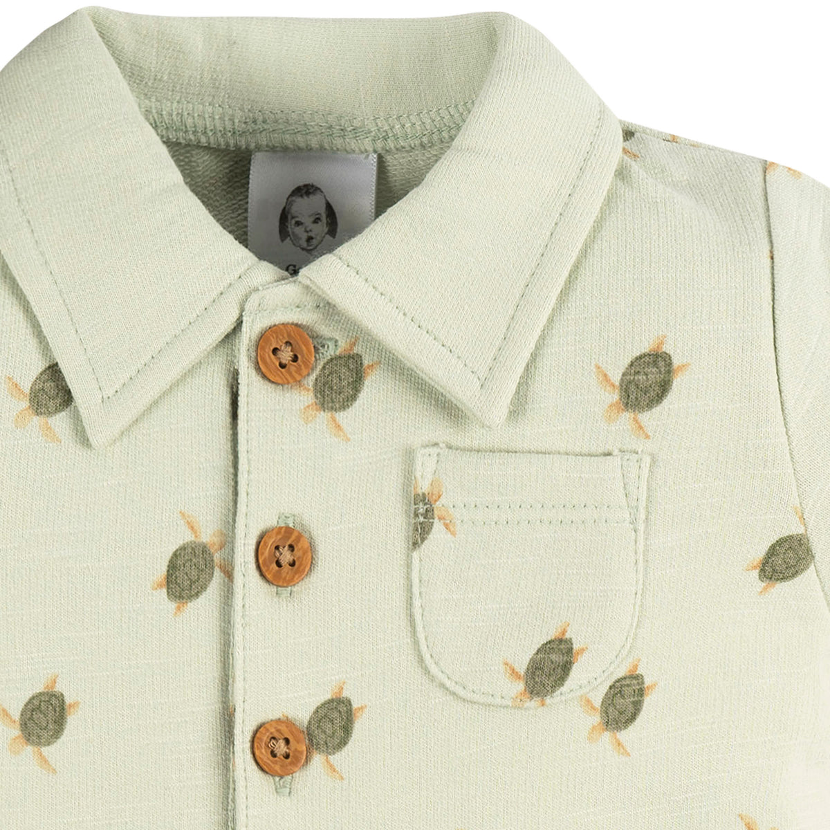 Baby Boys Turtle Collared Romper, view 2
