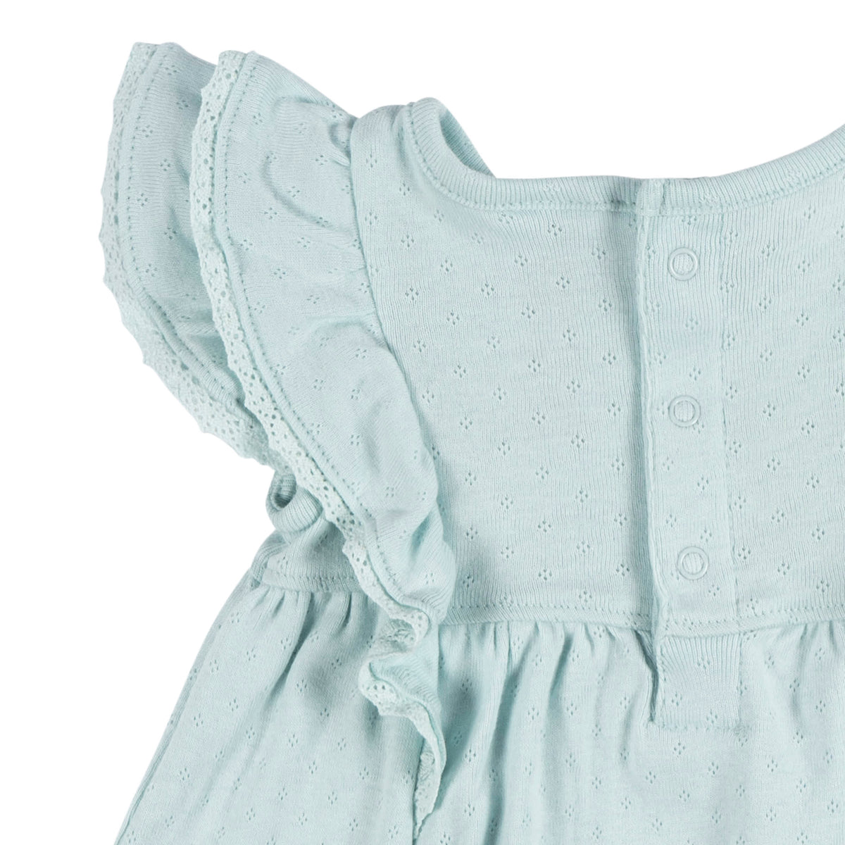 2-Piece Baby Girls Aqua Blue Dress & Diaper Cover, view 6