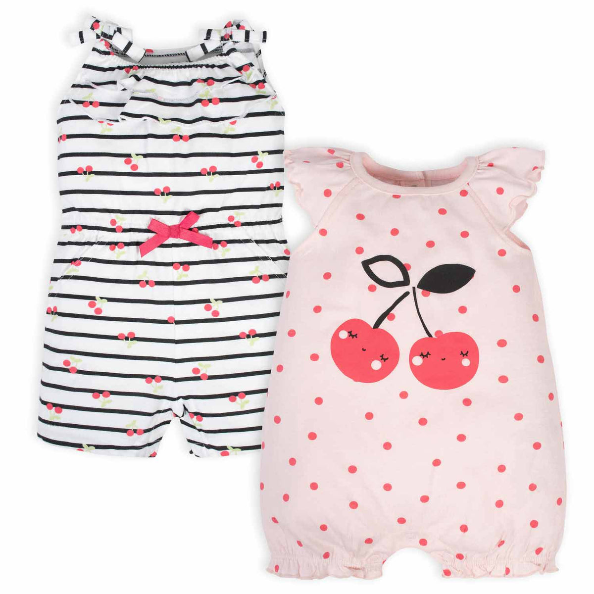 2-Pack Baby and Toddler Girls Cherry Kisses Rompers