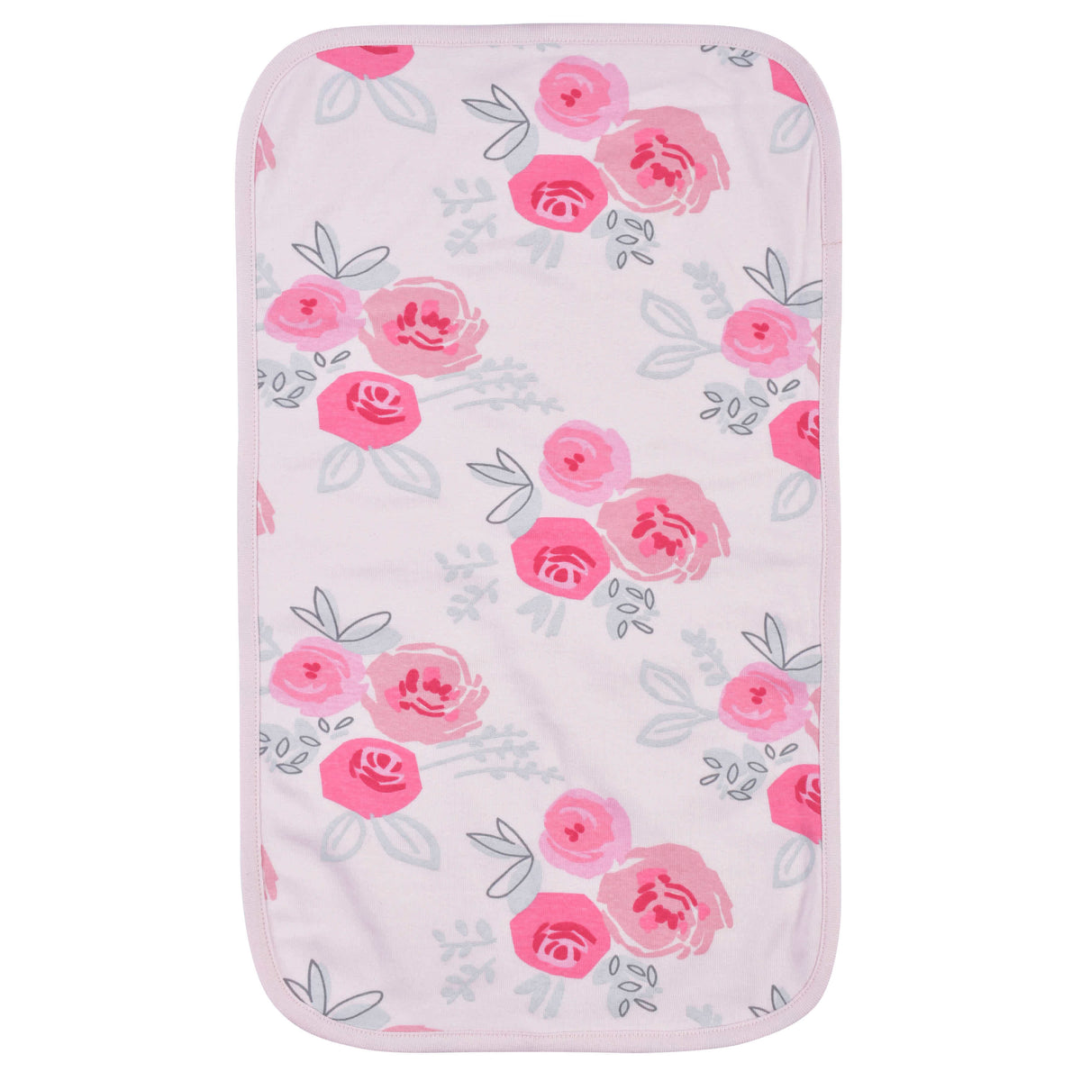 2-Piece Baby Girls Rose Floral Bibs & Burp Set, view 2