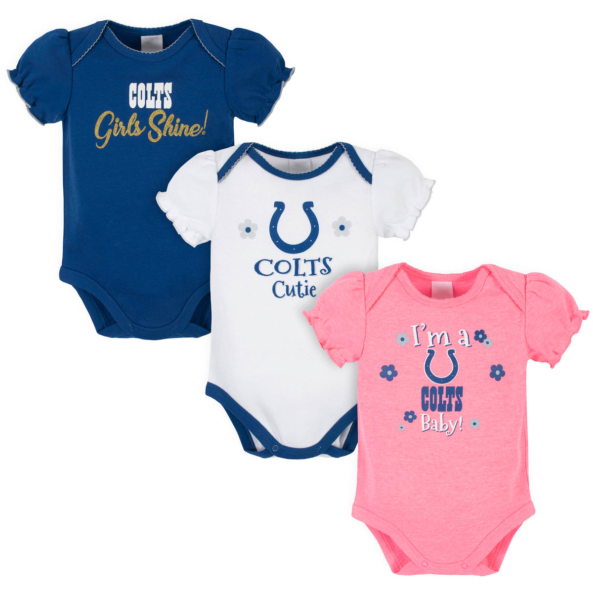 3-Pack Indianapolis Colts Short Sleeve Bodysuits