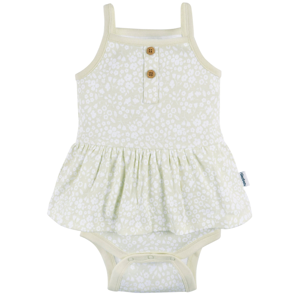 4-Pack Baby Girls Green Foral Sleeveless Onesies Bodysuits, view 2