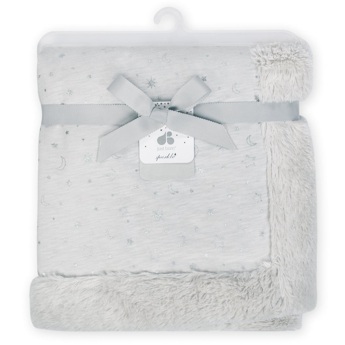 Just Born Baby Neutral Gray Sherpa Blanket