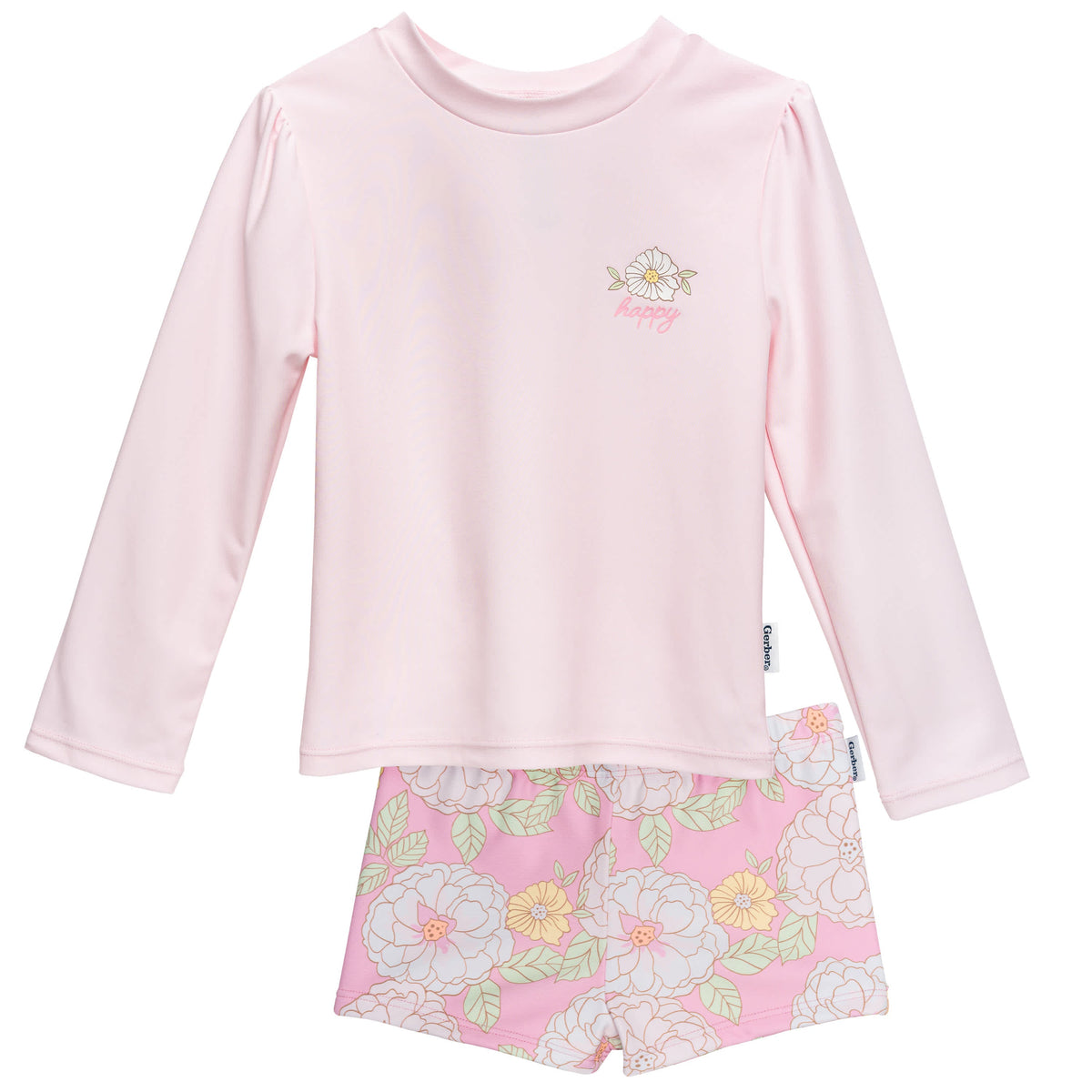 2-Piece Infant & Toddler Girls Peonies Rashguard Set