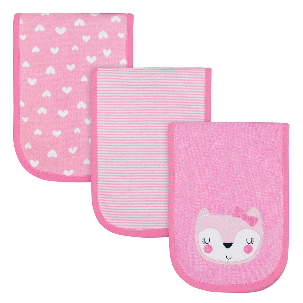 3-Pack Girls Fox Terry Burp Cloth