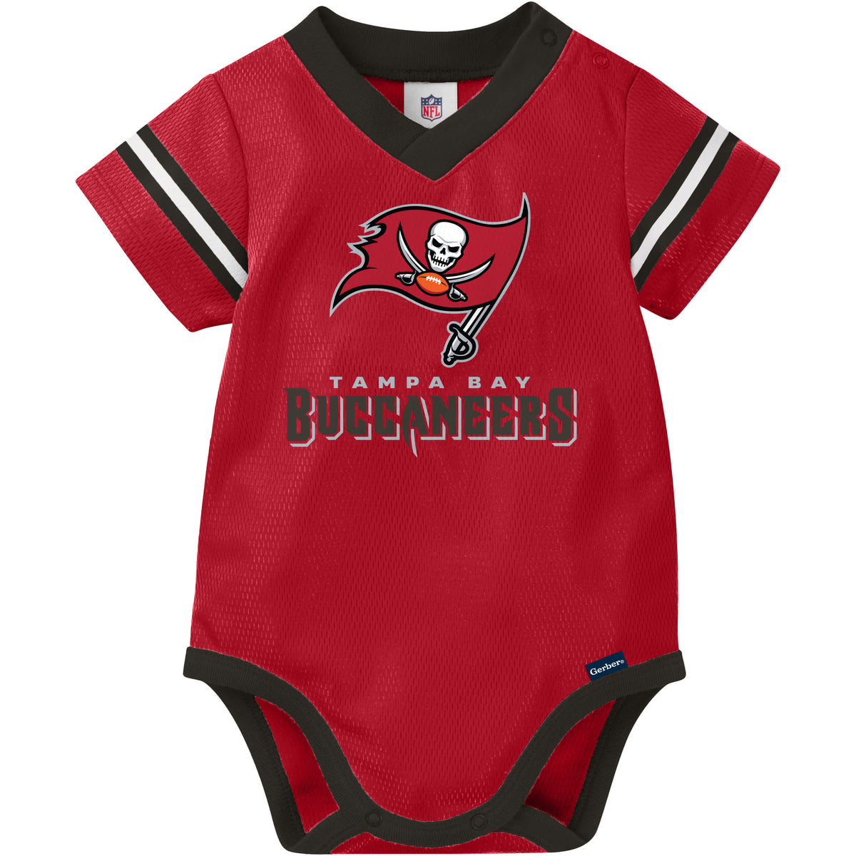 Baby Boys Buccaneers Short Sleeve Jersey Bodysuit, view 2
